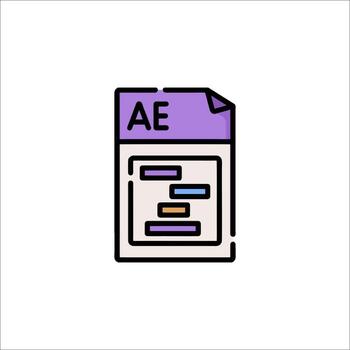 A file icon with the word ae on it vector