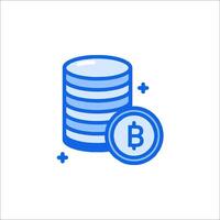 A stack of coins and a bitcoin icon vector