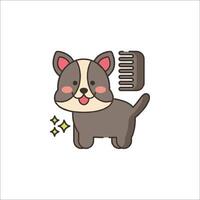 A cartoon dog with a comb and a comb vector