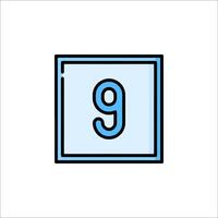 A blue and white icon of the number nine vector