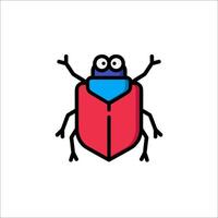 A red and blue beetle with eyes and a red nose vector