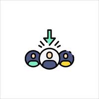 A group of people in a circle with an arrow pointing up vector