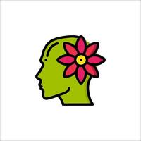 A green head with a flower on it vector