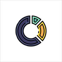 a colorful circle logo with a line through it vector