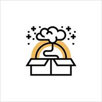 A cloud coming out of a box with a rainbow vector