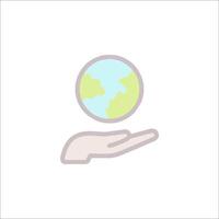 A hand holding a globe icon on a white background vector