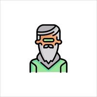 A man with a beard and glasses icon vector