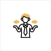 A man with two arrows pointing to him vector
