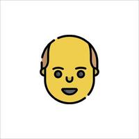 A yellow face with a bald head vector