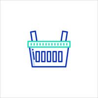 A basket icon with a green and blue color scheme vector