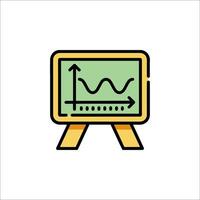 An icon of a blackboard with a graph on it vector