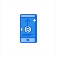 A smartphone with a bitcoin icon on it vector