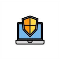 A laptop with a shield icon on it vector
