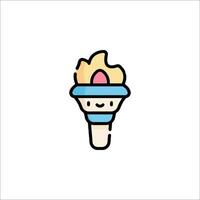 A cartoon ice cream cone with a flame on top vector