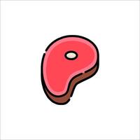 A pink donut with a slice of meat on it vector