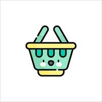 A cartoon basket icon with a face on it vector