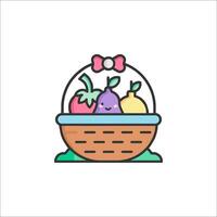A basket with fruit in it and a bow vector