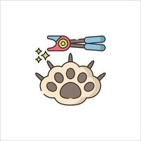 A cartoon paw with a pair of pliers and a pair of scissors vector