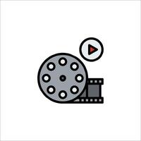 A movie reel icon with a play button vector