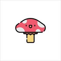 A mushroom with a pink hat and white polka dots vector