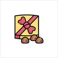 A box with chocolate and a bow on it vector