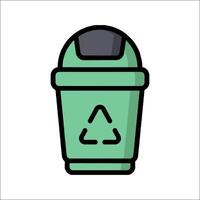 A green trash can with a recycle symbol on it vector