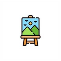 An artist's easel with a painting on it vector