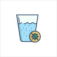 A glass of water with a virus on it vector