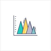A mountain graph icon with a line vector