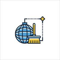 A globe and a broom icon vector