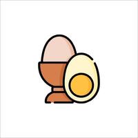 An egg and an egg shell are shown in a line icon vector