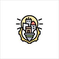 A city with a light bulb in it vector