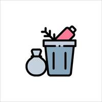 A trash can with a bottle and a bag vector