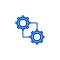 Two gears connected to each other in a flat design vector