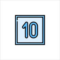 A blue and black square with the number ten on it vector