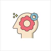 A person's head with gears inside it vector