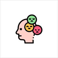 A person's head with four different emotions on it vector