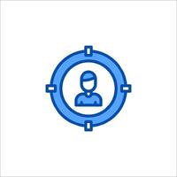 A blue icon of a person in a target vector