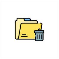 File folder icon with trash can vector
