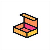 An open box with a pink and orange lid vector