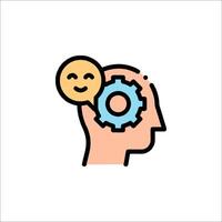 A person with a smile on their face and a cogwheel in their head vector