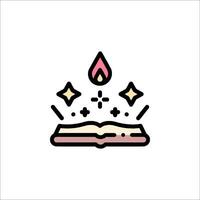 A book with a candle on top of it vector