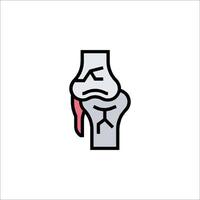A knee with a broken bone icon vector