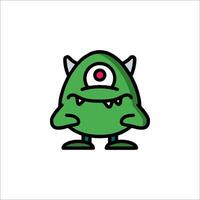 A cartoon green monster with red eyes vector