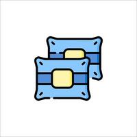 A blue pill with a yellow stripe on it vector