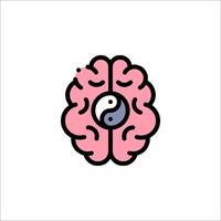 A pink brain with a yin yang symbol on it vector