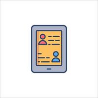 A tablet with a person on it and a person on the screen vector