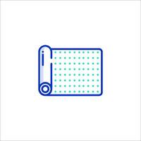 A blue and green dotted line icon of a roll of paper vector