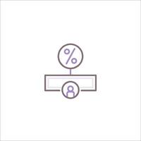 A line icon of a person with a percentage sign vector