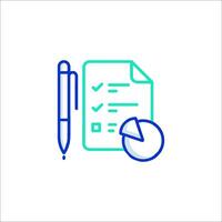 A pen and paper icon with a check box and a pen vector